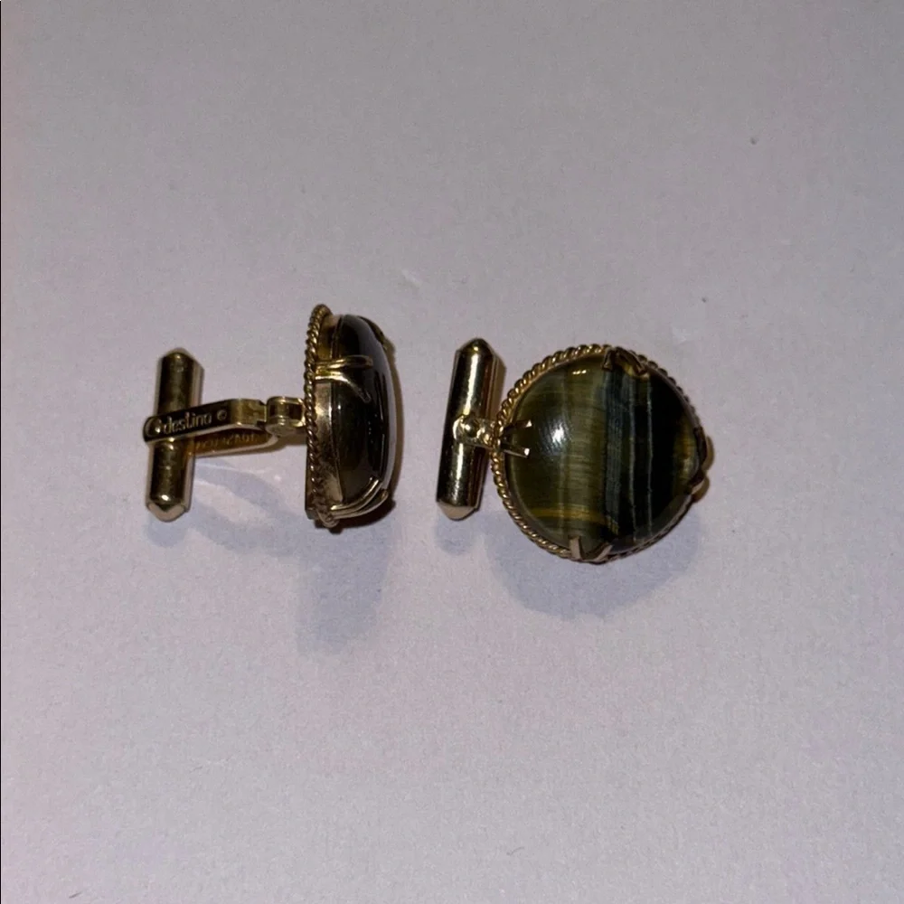 Vintage Destino 1/20 12K GF Marble dark Green Cufflinks